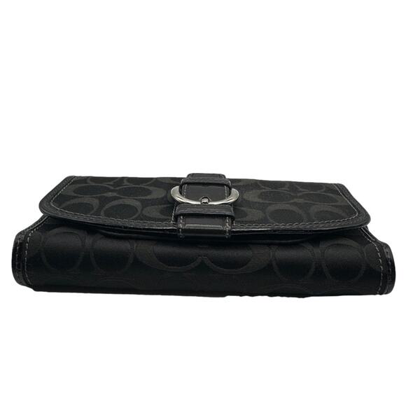 y2k COACH Buckle Black Signature Canvas Wallet - Picture 3 of 9